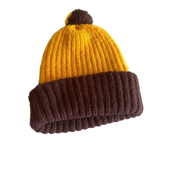 Vintage 1970's yellow Brown Pom Top Winnie the Pooh Hat Cap Youth One Size - Picture 4 of 4